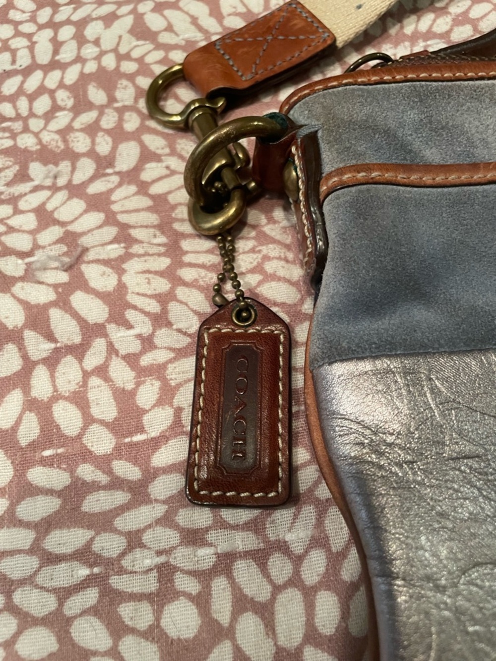 Coach Patchwork Crossbody Bag in Blue, Silver & Tan - Picture 2 of 6
